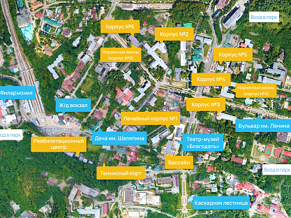 Центральный Военный санаторий г. Кисловодск. Карта